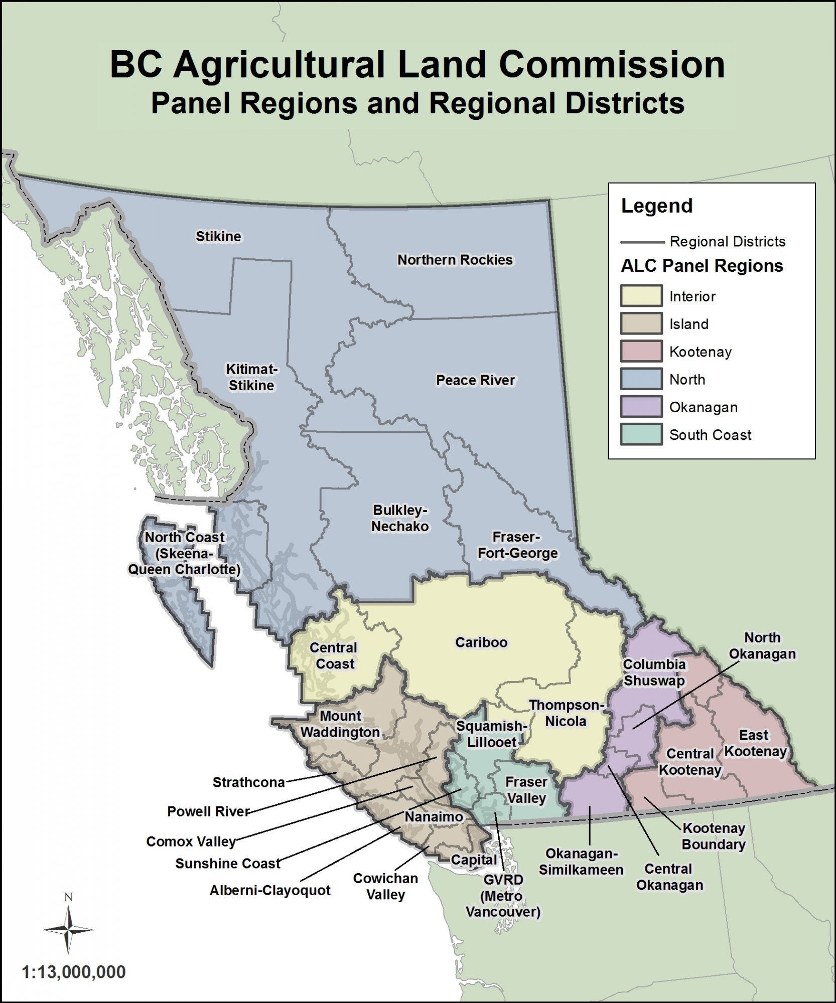 BC Agricultural Land districts